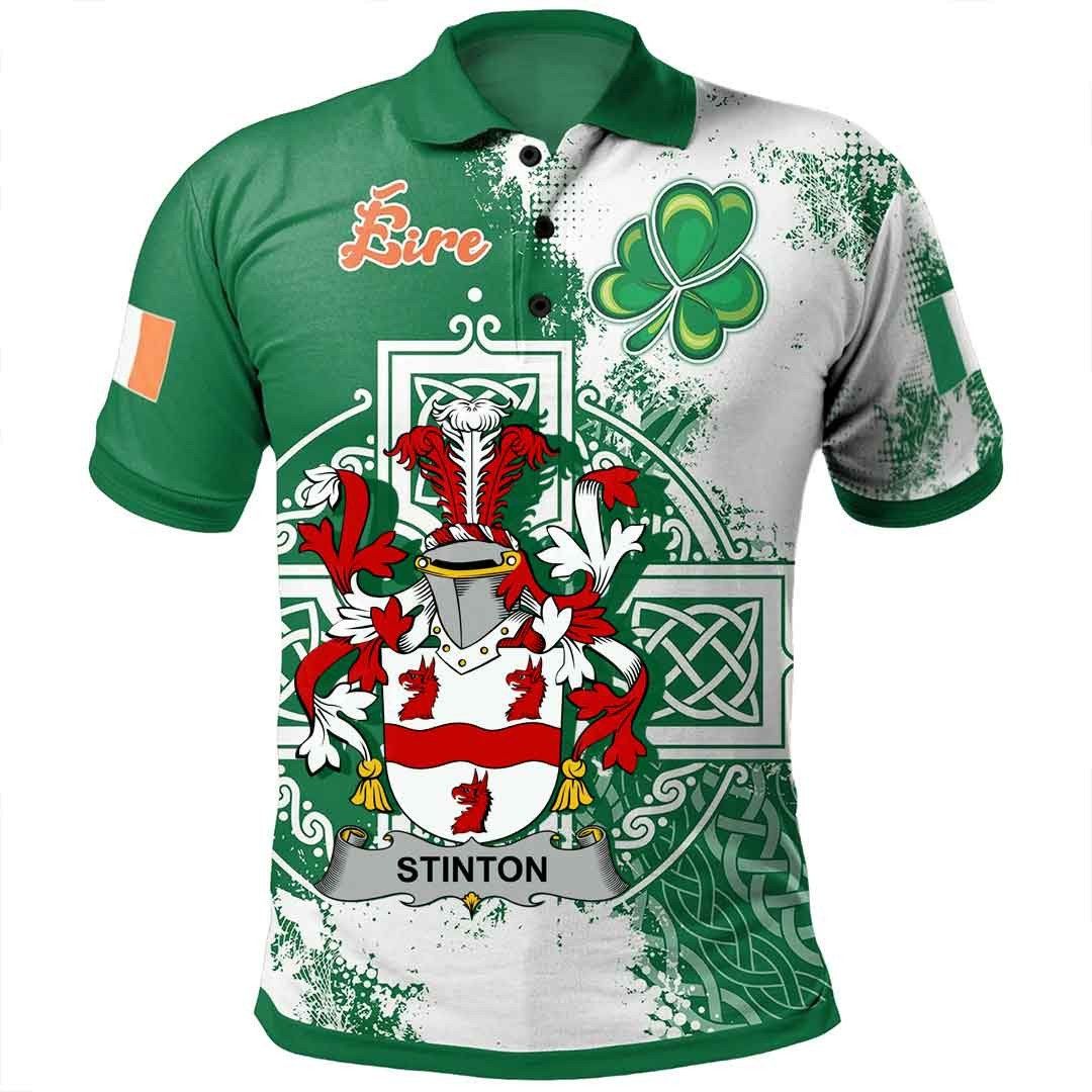 Ireland Clothing - Stinton Irish Family Crest Polo Shirt - Irish Celtic Cross A7 Ireland Clothing - Stinton Irish Family Crest Polo Shirt - Irish Celtic Cross A7