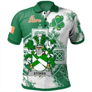 Ireland Clothing - Stokes Irish Family Crest Polo Shirt - Irish Celtic Cross A7