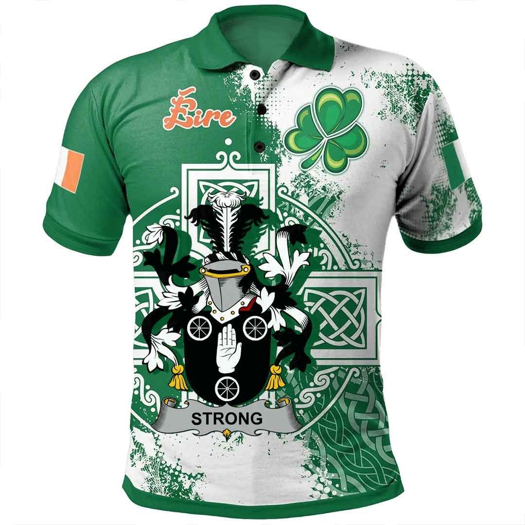Ireland Clothing - Strong Irish Family Crest Polo Shirt - Irish Celtic Cross A7 Ireland Clothing - Strong Irish Family Crest Polo Shirt - Irish Celtic Cross A7