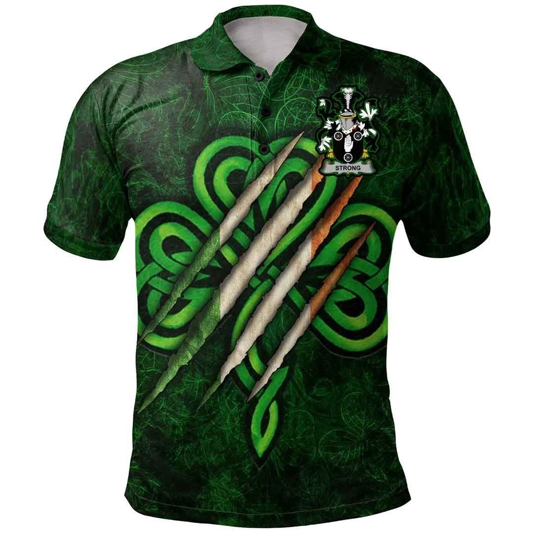 Ireland Clothing - Strong Irish Family Crest Polo Shirt - Irish Shamrock Scratch A7 Ireland Clothing - Strong Irish Family Crest Polo Shirt - Irish Shamrock Scratch A7