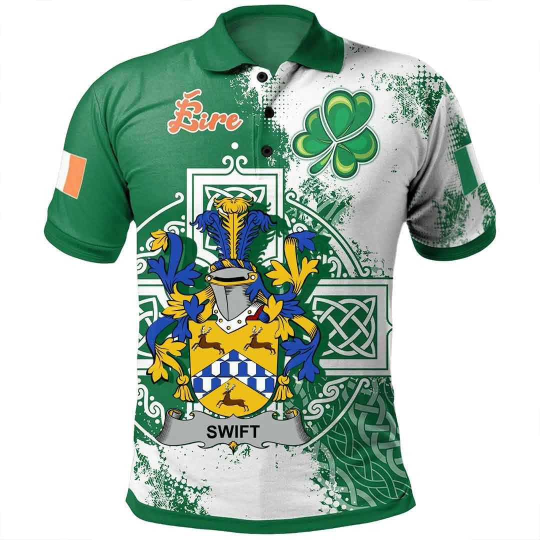 Ireland Clothing - Swift Irish Family Crest Polo Shirt - Irish Celtic Cross A7 Ireland Clothing - Swift Irish Family Crest Polo Shirt - Irish Celtic Cross A7