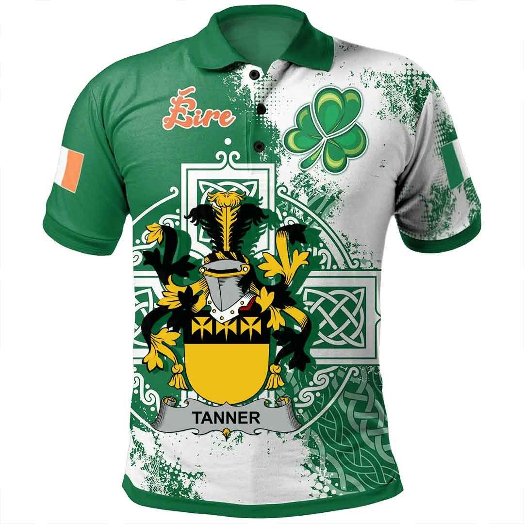 Ireland Clothing - Tanner Irish Family Crest Polo Shirt - Irish Celtic Cross A7 Ireland Clothing - Tanner Irish Family Crest Polo Shirt - Irish Celtic Cross A7