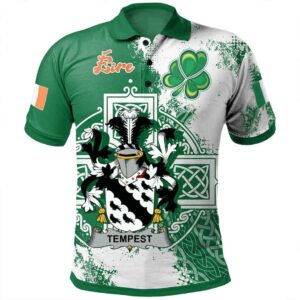 Ireland Clothing - Tempest Irish Family Crest Polo Shirt - Irish Celtic Cross A7