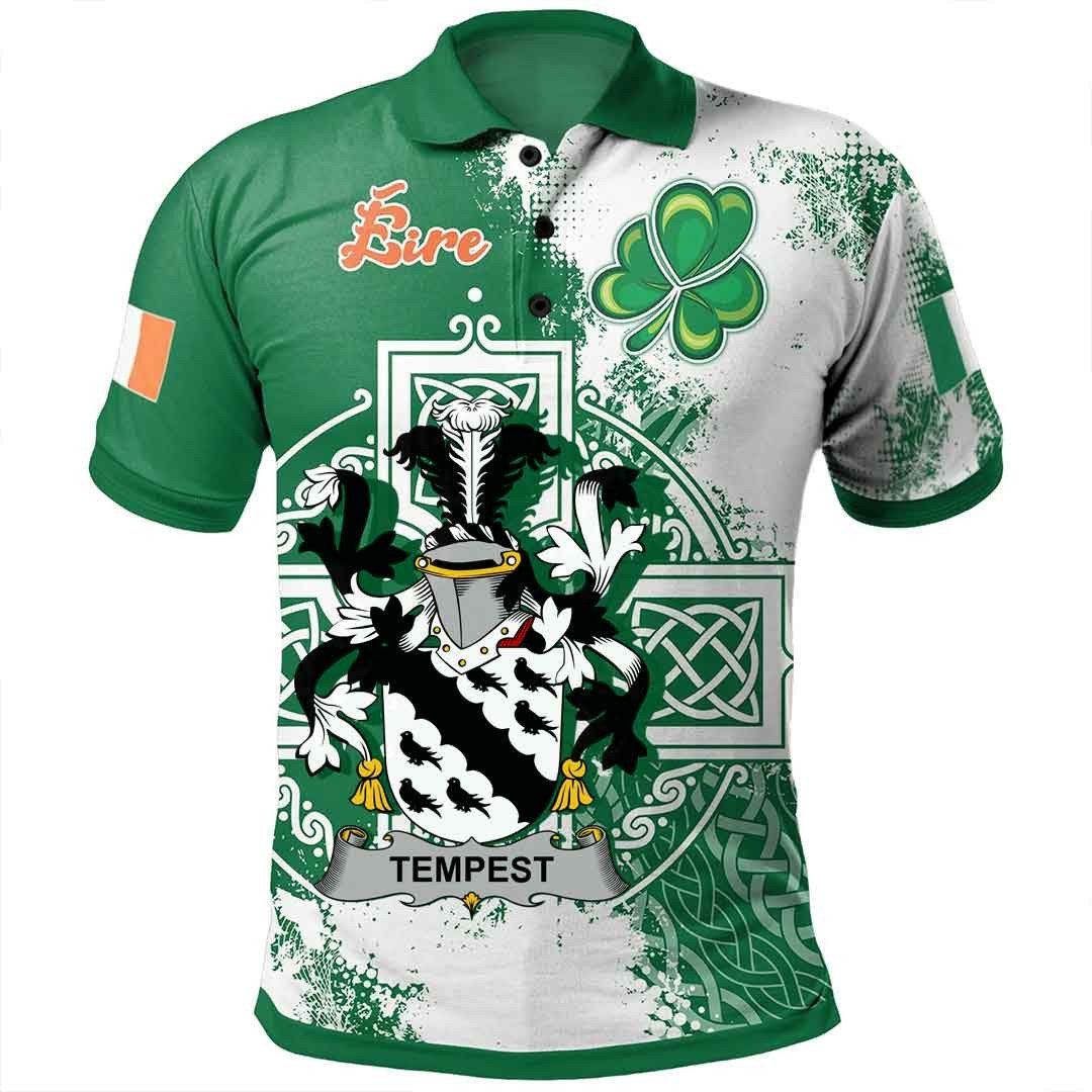 Ireland Clothing - Tempest Irish Family Crest Polo Shirt - Irish Celtic Cross A7 Ireland Clothing - Tempest Irish Family Crest Polo Shirt - Irish Celtic Cross A7
