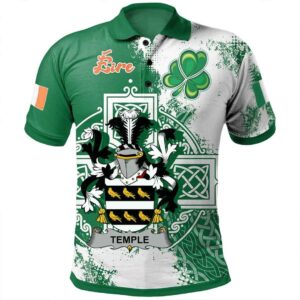 Ireland Clothing - Temple Irish Family Crest Polo Shirt - Irish Celtic Cross A7