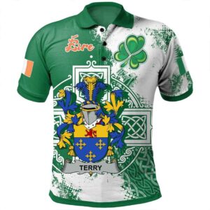 Ireland Clothing - Terry Irish Family Crest Polo Shirt - Irish Celtic Cross A7