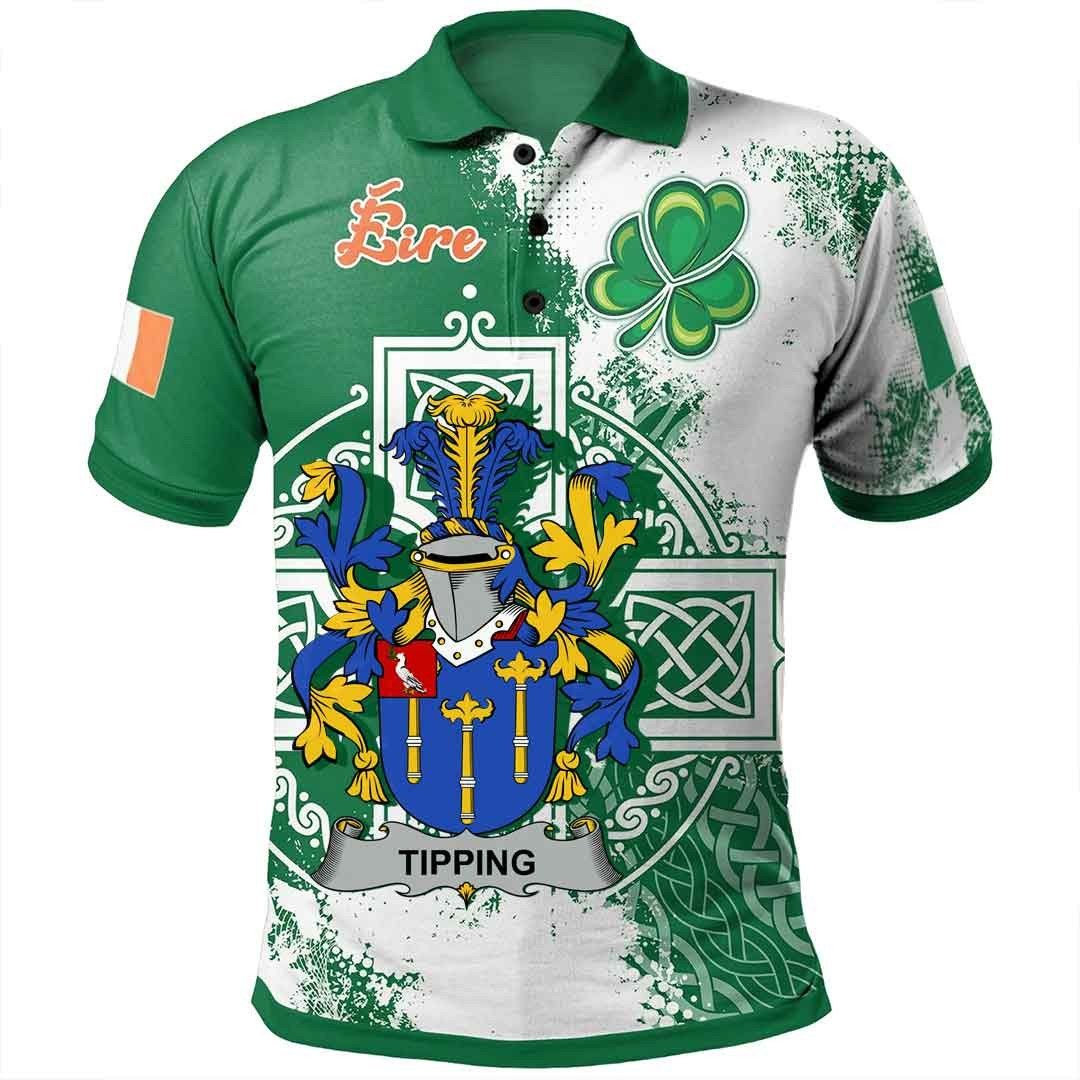 Ireland Clothing - Tipping Irish Family Crest Polo Shirt - Irish Celtic Cross A7 Ireland Clothing - Tipping Irish Family Crest Polo Shirt - Irish Celtic Cross A7