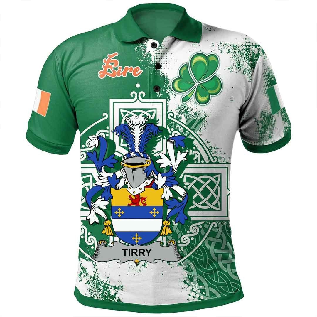 Ireland Clothing - Tirry Irish Family Crest Polo Shirt - Irish Celtic Cross A7 Ireland Clothing - Tirry Irish Family Crest Polo Shirt - Irish Celtic Cross A7