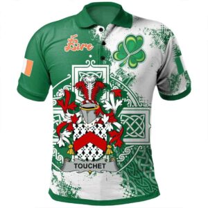 Ireland Clothing - Touchet Irish Family Crest Polo Shirt - Irish Celtic Cross A7