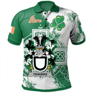 Ireland Clothing - Travers Irish Family Crest Polo Shirt - Irish Celtic Cross A7