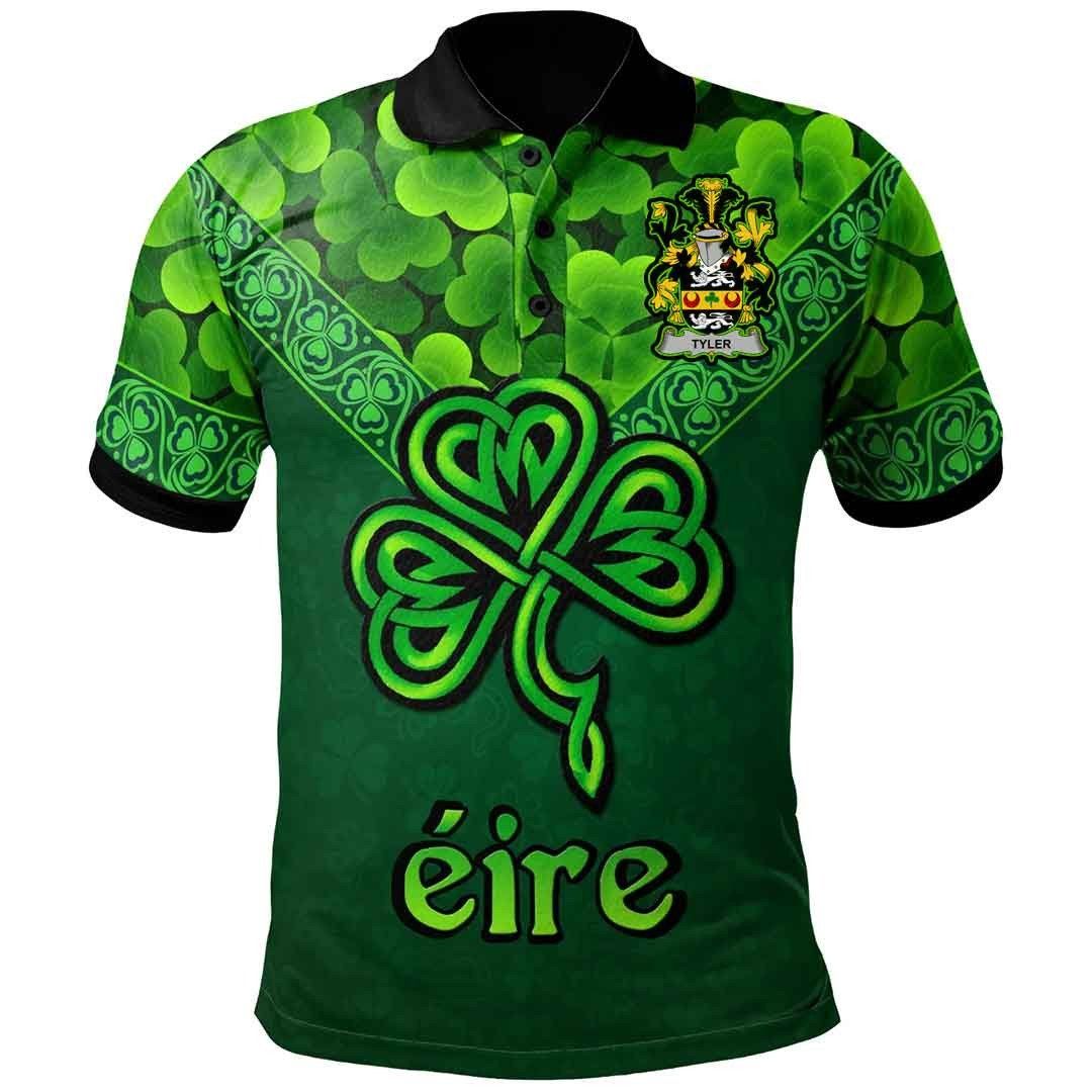 Ireland Clothing - Tyler Irish Family Crest Polo Shirt - Irish Shamrock Triangle A7 Ireland Clothing - Tyler Irish Family Crest Polo Shirt - Irish Shamrock Triangle A7