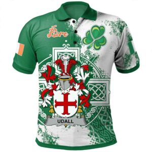 Ireland Clothing - Udall Irish Family Crest Polo Shirt - Irish Celtic Cross A7