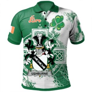 Ireland Clothing - Ushburne Irish Family Crest Polo Shirt - Irish Celtic Cross A7