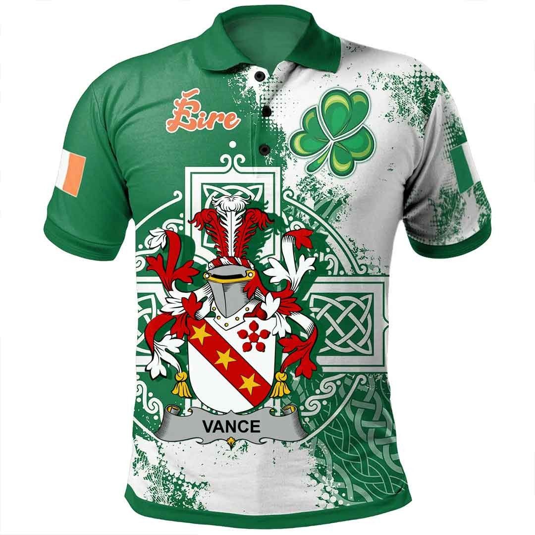 Ireland Clothing - Vance Irish Family Crest Polo Shirt - Irish Celtic Cross A7 Ireland Clothing - Vance Irish Family Crest Polo Shirt - Irish Celtic Cross A7