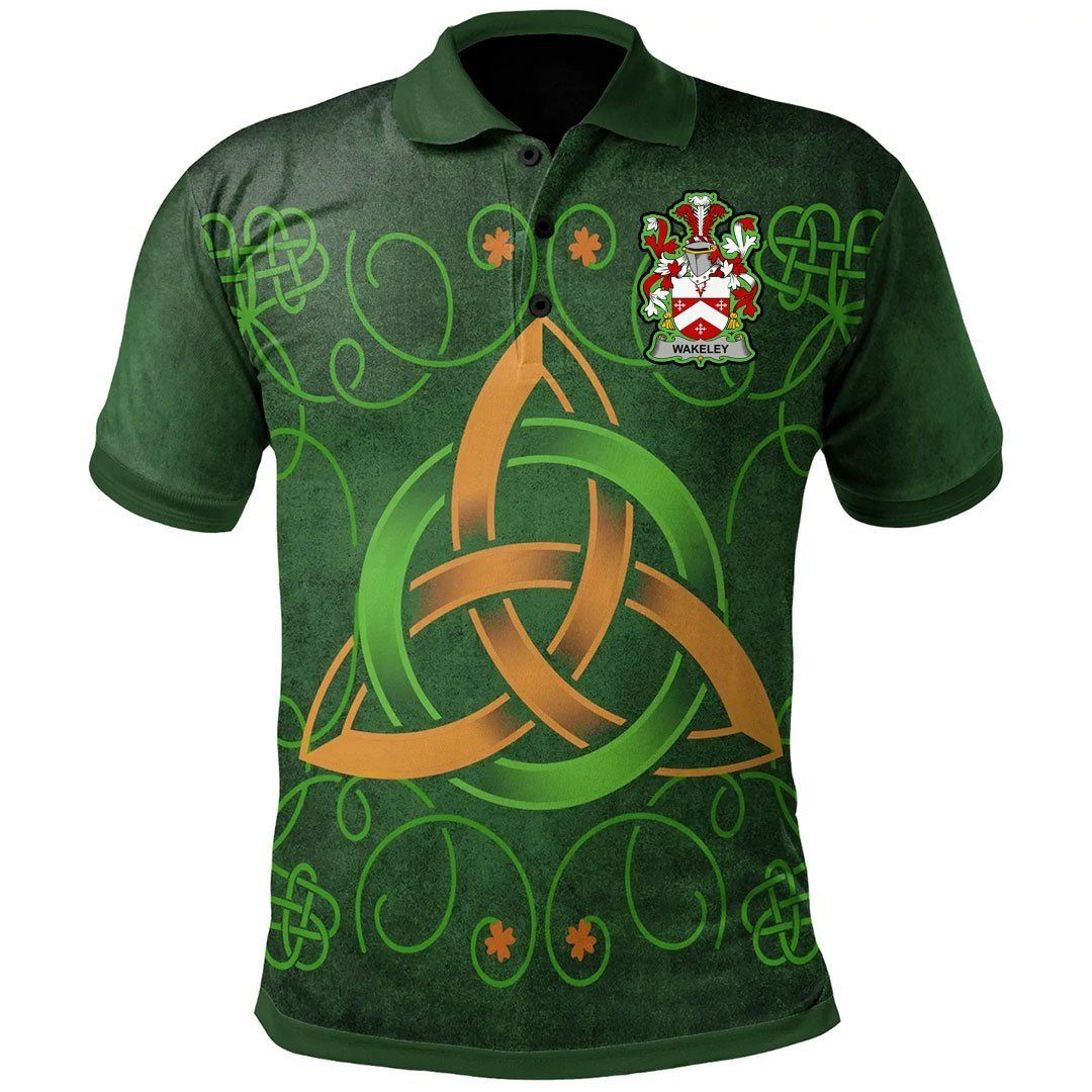 Ireland Clothing - Wakeley Irish Family Crest Polo Shirt - Celtic Triquetra Knot A7 Ireland Clothing - Wakeley Irish Family Crest Polo Shirt - Celtic Triquetra Knot A7