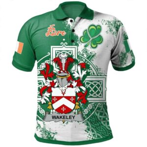 Ireland Clothing - Wakeley Irish Family Crest Polo Shirt - Irish Celtic Cross A7
