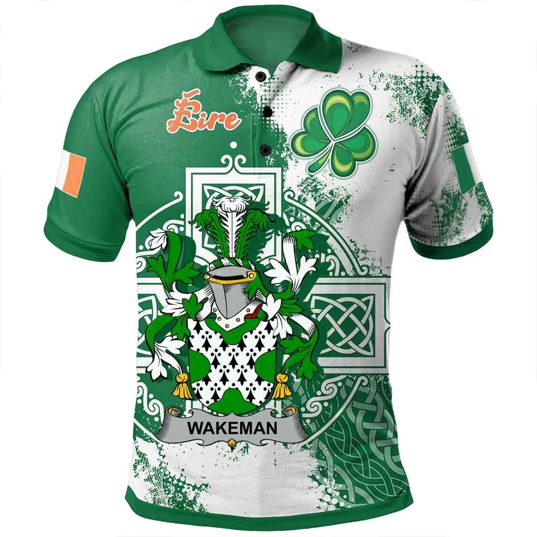 Ireland Clothing - Wakeman Irish Family Crest Polo Shirt - Irish Celtic Cross A7 Ireland Clothing - Wakeman Irish Family Crest Polo Shirt - Irish Celtic Cross A7