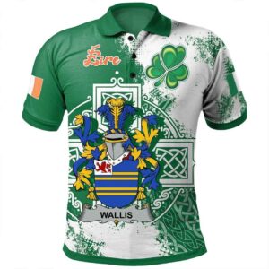 Ireland Clothing - Wallis Irish Family Crest Polo Shirt - Irish Celtic Cross A7