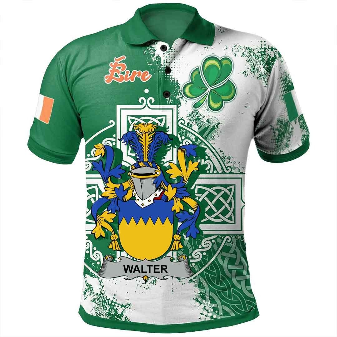 Ireland Clothing - Walter Irish Family Crest Polo Shirt - Irish Celtic Cross A7 Ireland Clothing - Walter Irish Family Crest Polo Shirt - Irish Celtic Cross A7