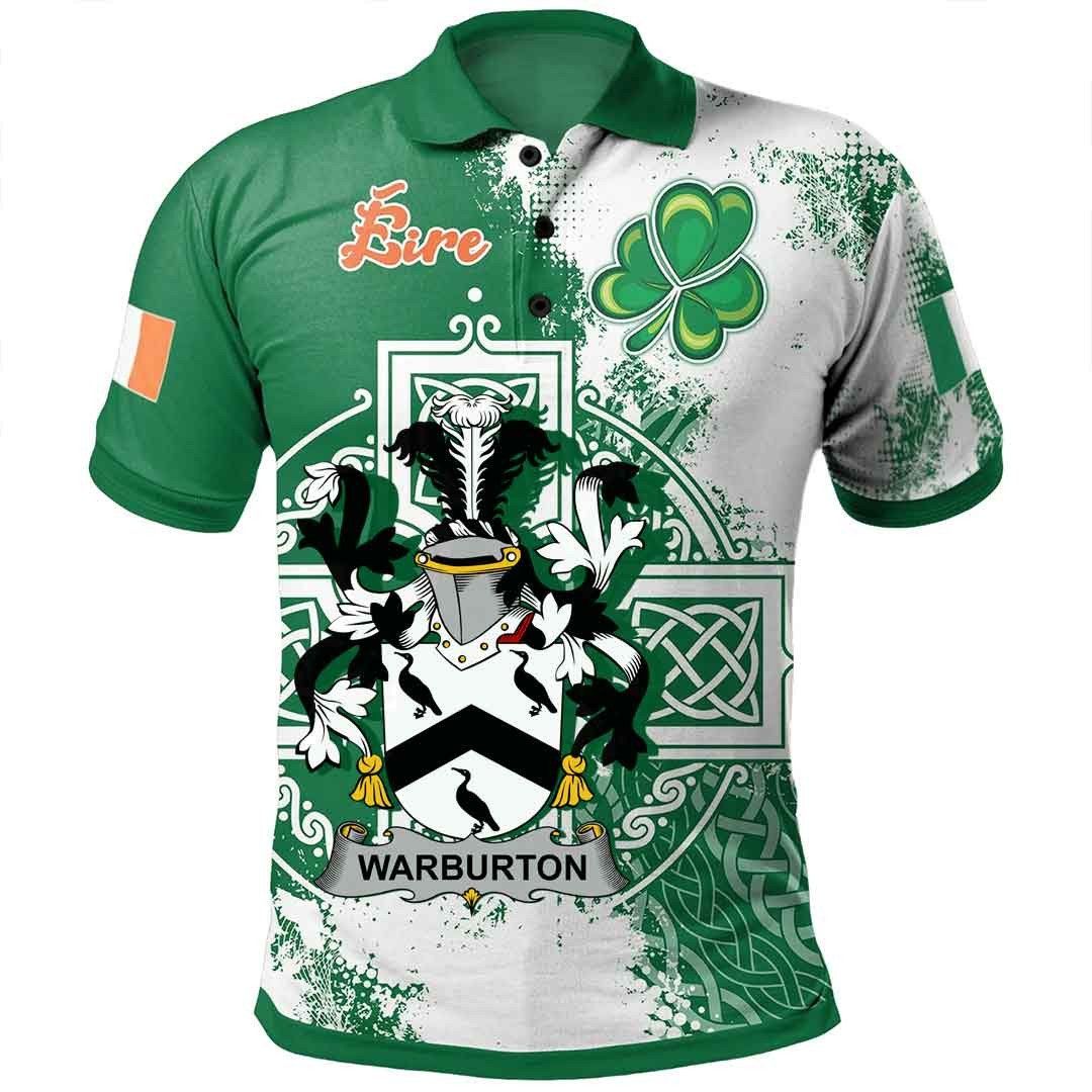 Ireland Clothing - Warburton Irish Family Crest Polo Shirt - Irish Celtic Cross A7 Ireland Clothing - Warburton Irish Family Crest Polo Shirt - Irish Celtic Cross A7