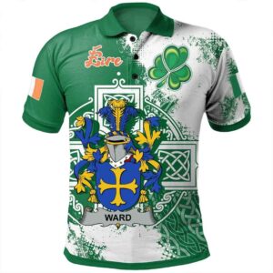 Ireland Clothing - Ward Irish Family Crest Polo Shirt - Irish Celtic Cross A7