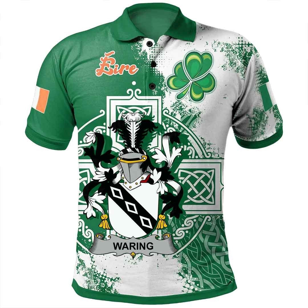 Ireland Clothing - Waring Irish Family Crest Polo Shirt - Irish Celtic Cross A7 Ireland Clothing - Waring Irish Family Crest Polo Shirt - Irish Celtic Cross A7