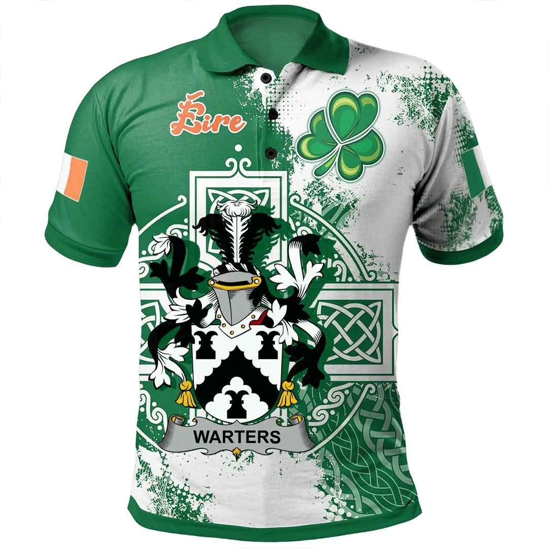 Ireland Clothing - Warters Irish Family Crest Polo Shirt - Irish Celtic Cross A7 Ireland Clothing - Warters Irish Family Crest Polo Shirt - Irish Celtic Cross A7