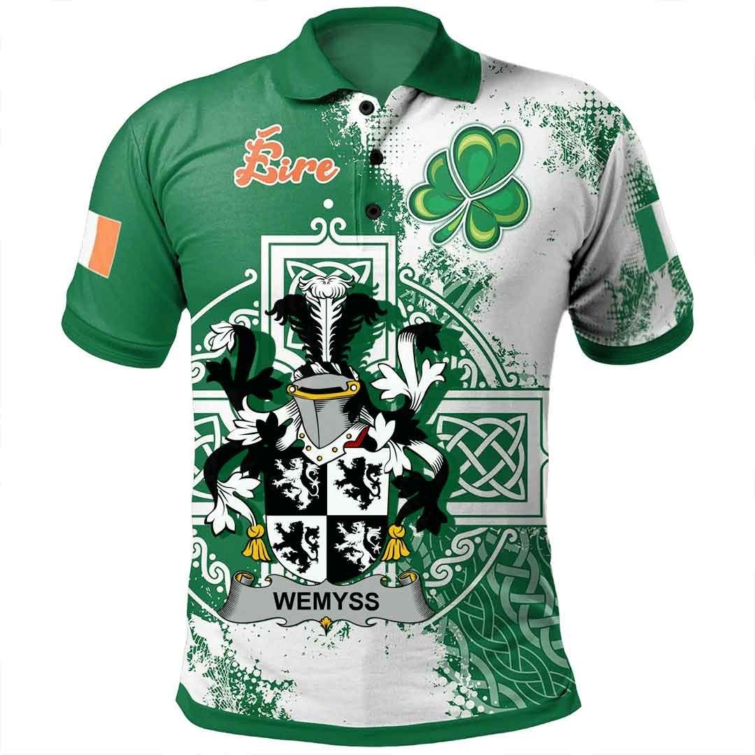Ireland Clothing - Wemyss Irish Family Crest Polo Shirt - Irish Celtic Cross A7 Ireland Clothing - Wemyss Irish Family Crest Polo Shirt - Irish Celtic Cross A7
