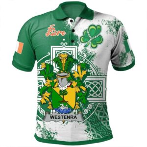 Ireland Clothing - Westenra Irish Family Crest Polo Shirt - Irish Celtic Cross A7