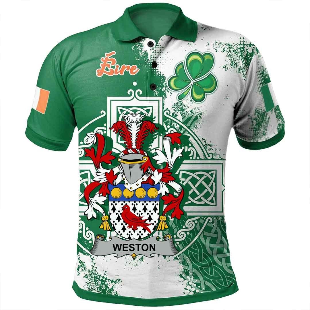 Ireland Clothing - Weston Irish Family Crest Polo Shirt - Irish Celtic Cross A7 Ireland Clothing - Weston Irish Family Crest Polo Shirt - Irish Celtic Cross A7