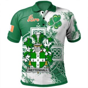 Ireland Clothing - Wettenhall Irish Family Crest Polo Shirt - Irish Celtic Cross A7