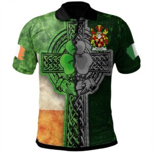 Ireland Clothing - Wiggat Irish Family Crest Polo Shirt - Irish Claddagh Cross A7
