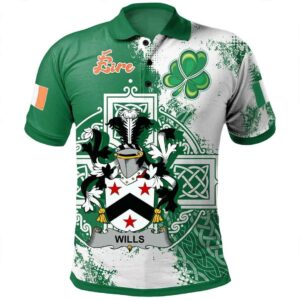 Ireland Clothing - Wills Irish Family Crest Polo Shirt - Irish Celtic Cross A7