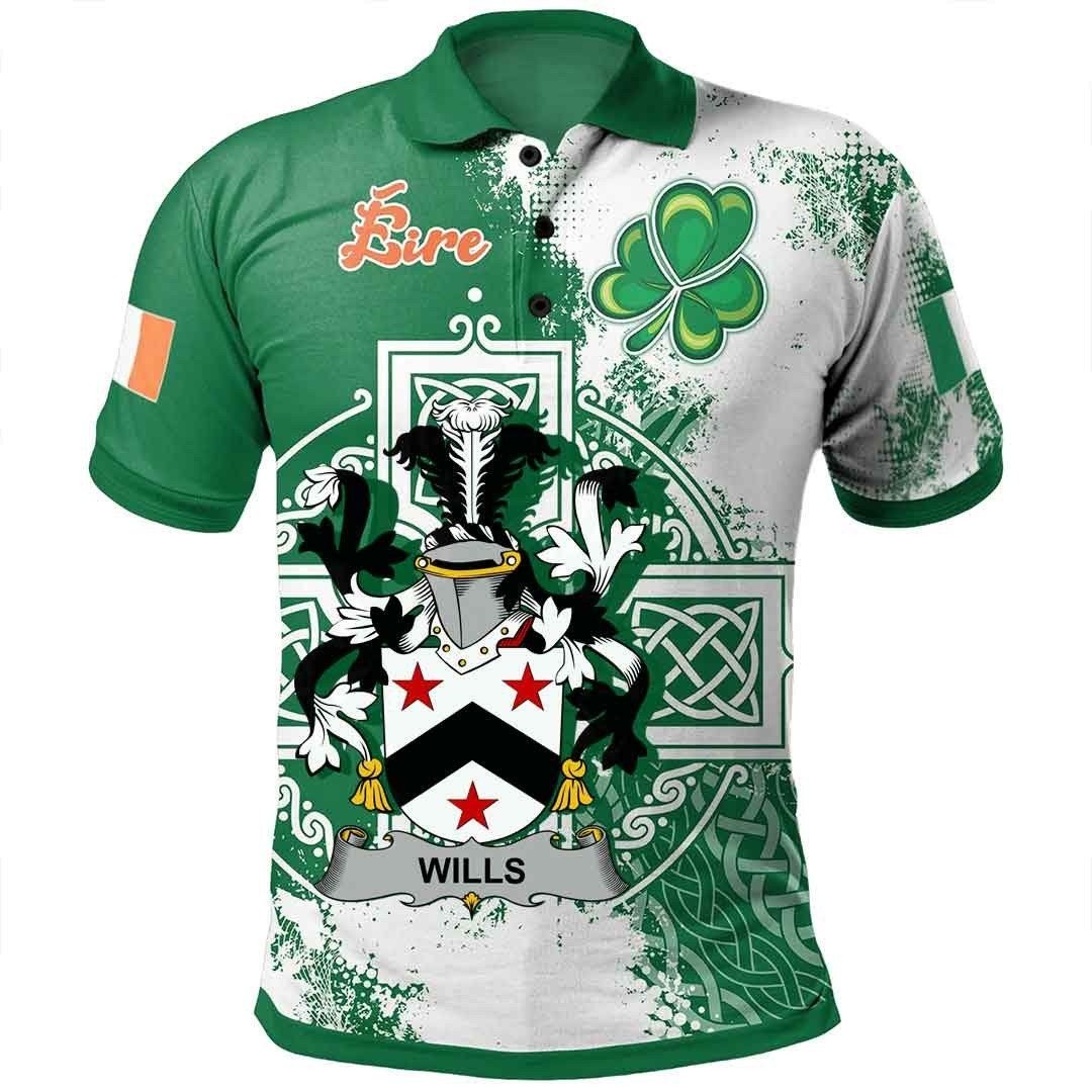 Ireland Clothing - Wills Irish Family Crest Polo Shirt - Irish Celtic Cross A7 Ireland Clothing - Wills Irish Family Crest Polo Shirt - Irish Celtic Cross A7