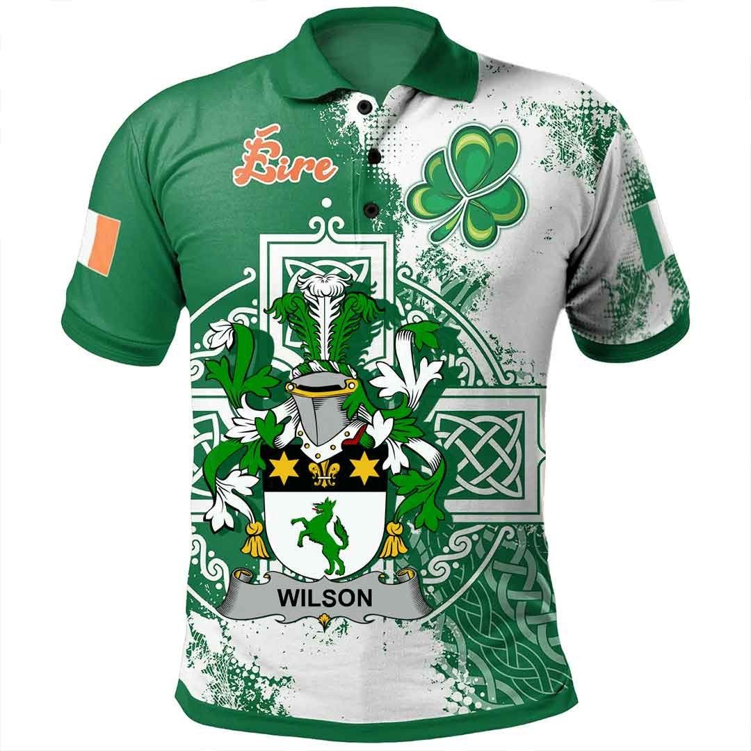 Ireland Clothing - Wilson Irish Family Crest Polo Shirt - Irish Celtic Cross A7 Ireland Clothing - Wilson Irish Family Crest Polo Shirt - Irish Celtic Cross A7