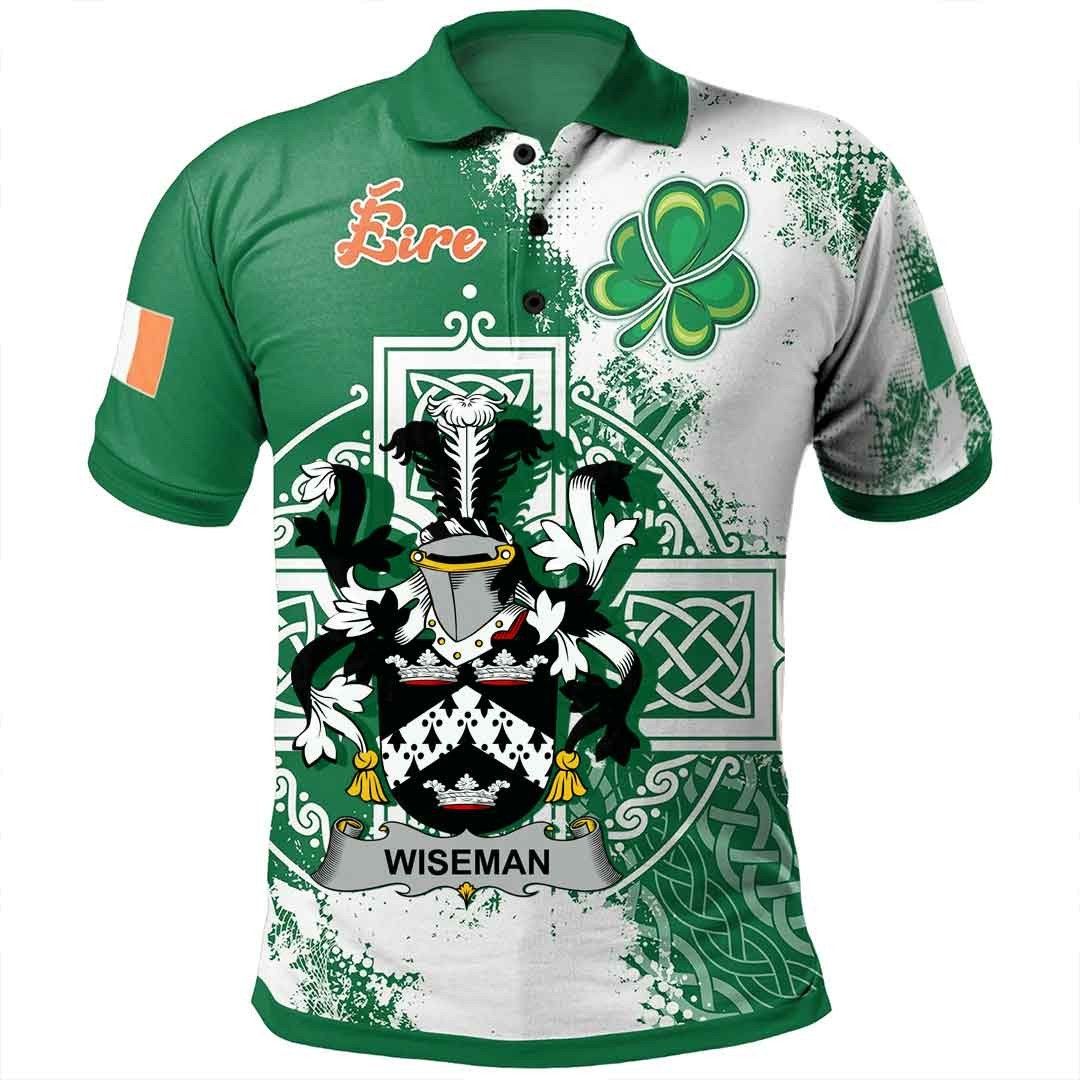Ireland Clothing - Wiseman Irish Family Crest Polo Shirt - Irish Celtic Cross A7 Ireland Clothing - Wiseman Irish Family Crest Polo Shirt - Irish Celtic Cross A7