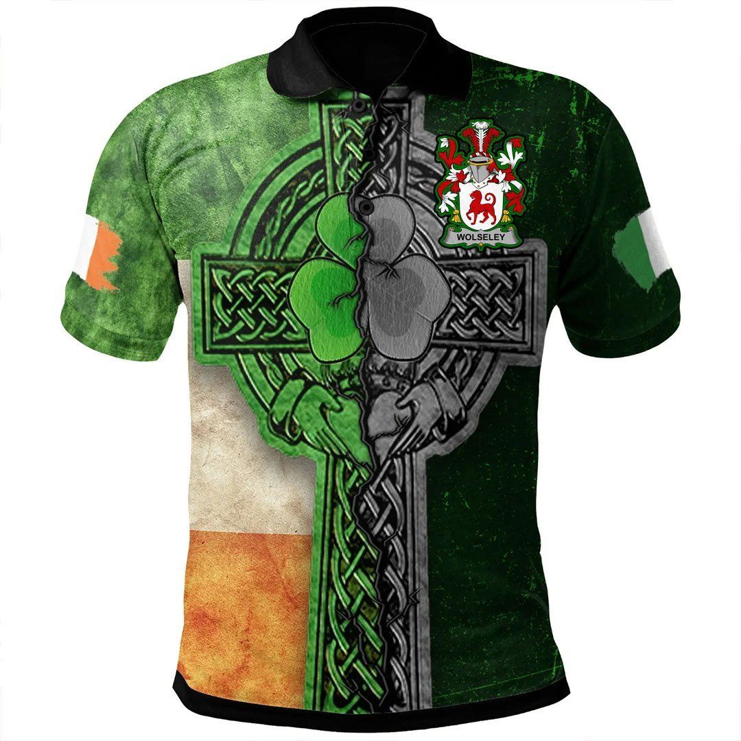 Ireland Clothing - Wolseley Irish Family Crest Polo Shirt - Irish Claddagh Cross A7 Ireland Clothing - Wolseley Irish Family Crest Polo Shirt - Irish Claddagh Cross A7