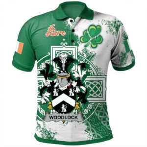 Ireland Clothing - Woodlock Irish Family Crest Polo Shirt - Irish Celtic Cross A7