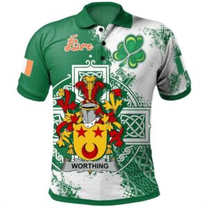 Ireland Clothing - Worthing Irish Family Crest Polo Shirt - Irish Celtic Cross A7