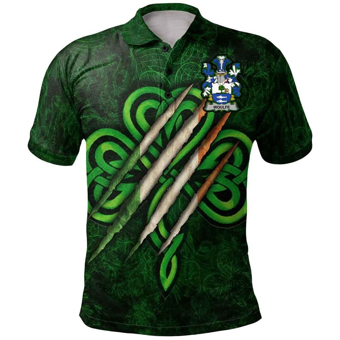 Ireland Clothing - Woulfe Irish Family Crest Polo Shirt - Irish Shamrock Scratch A7 Ireland Clothing - Woulfe Irish Family Crest Polo Shirt - Irish Shamrock Scratch A7