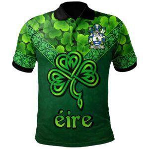 Ireland Clothing - Woulfe Irish Family Crest Polo Shirt - Irish Shamrock Triangle A7