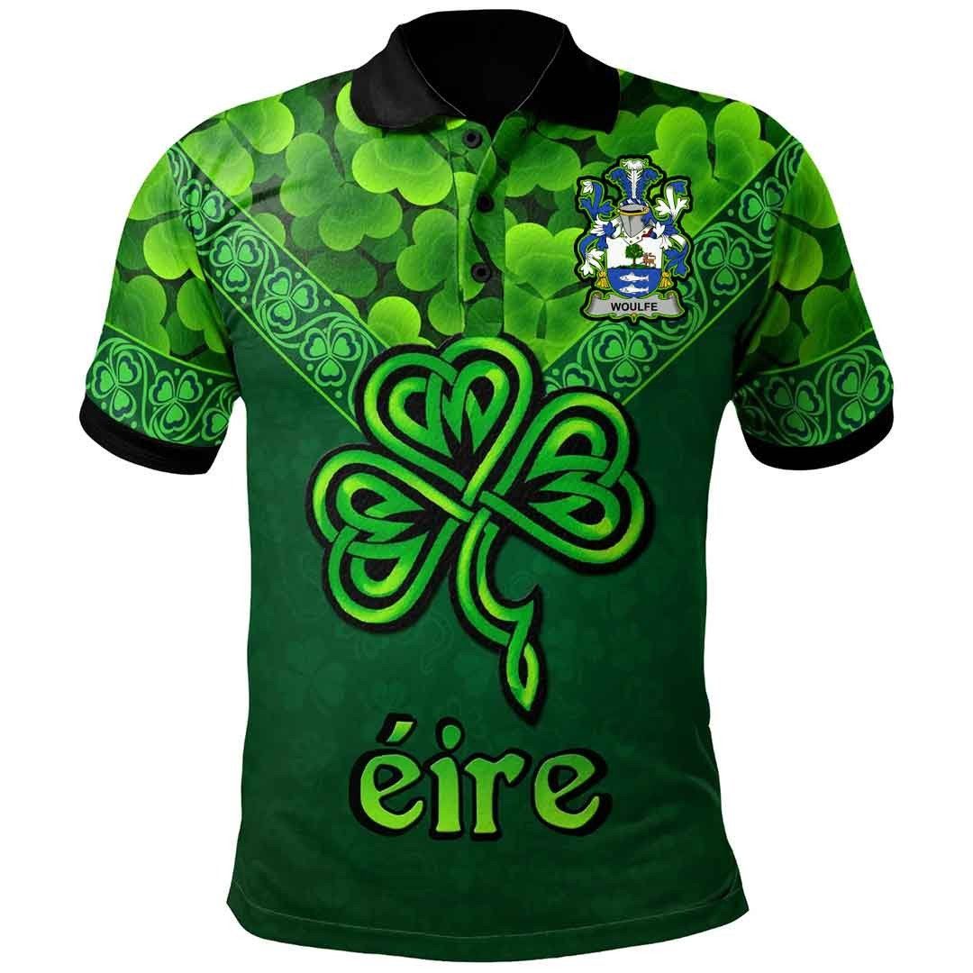 Ireland Clothing - Woulfe Irish Family Crest Polo Shirt - Irish Shamrock Triangle A7 Ireland Clothing - Woulfe Irish Family Crest Polo Shirt - Irish Shamrock Triangle A7