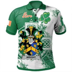 Ireland Clothing - Wright Irish Family Crest Polo Shirt - Irish Celtic Cross A7
