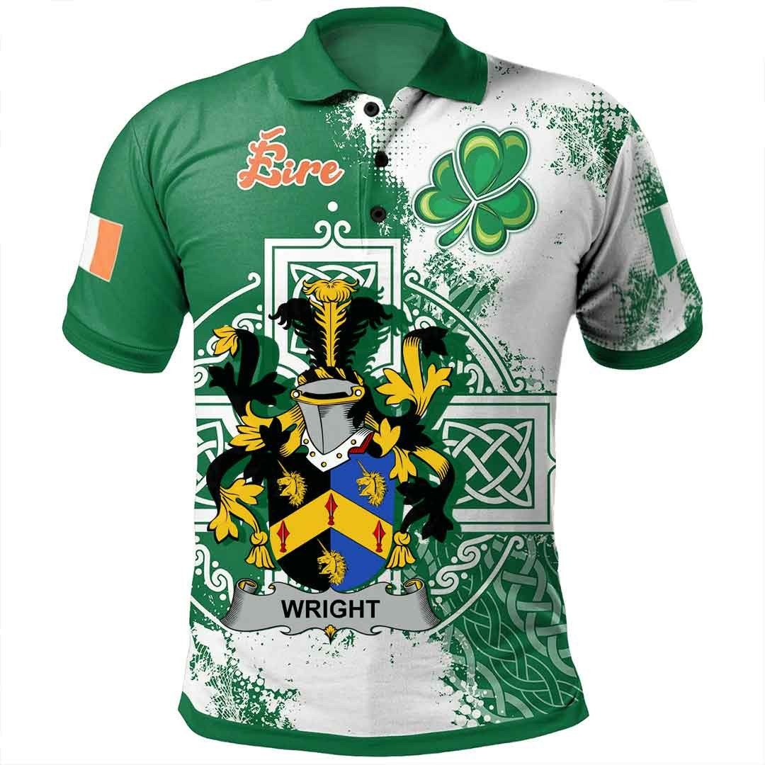 Ireland Clothing - Wright Irish Family Crest Polo Shirt - Irish Celtic Cross A7 Ireland Clothing - Wright Irish Family Crest Polo Shirt - Irish Celtic Cross A7
