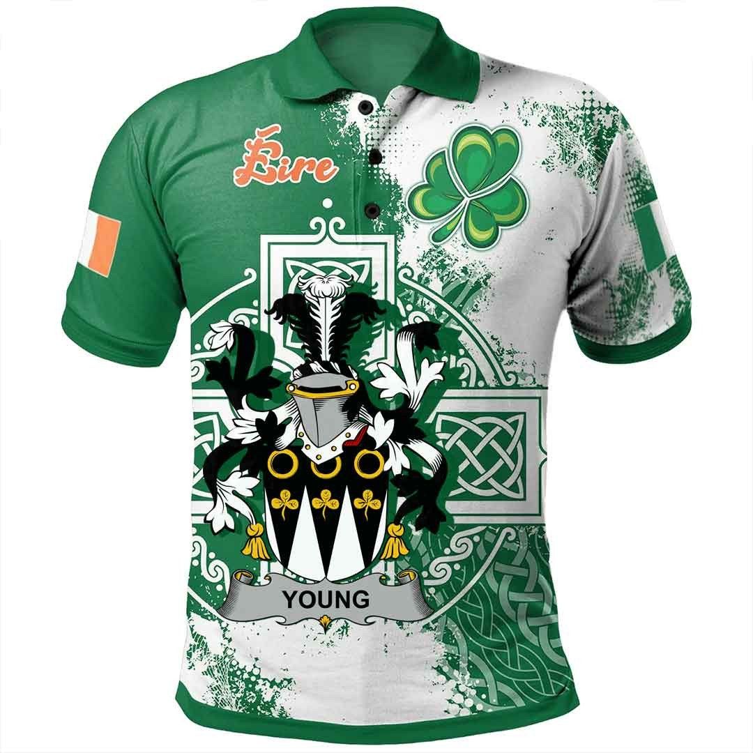 Ireland Clothing - Young Irish Family Crest Polo Shirt - Irish Celtic Cross A7 Ireland Clothing - Young Irish Family Crest Polo Shirt - Irish Celtic Cross A7