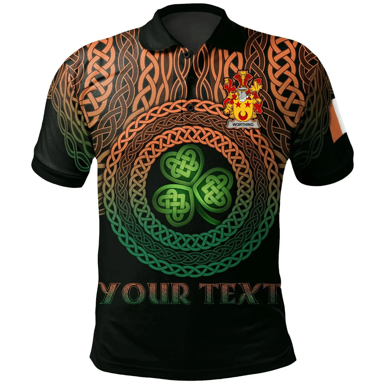 Ireland Polo Shirt - Worthing Irish Family Crest Polo Shirt - Celtic Pride A7 Ireland Polo Shirt - Worthing Irish Family Crest Polo Shirt - Celtic Pride A7