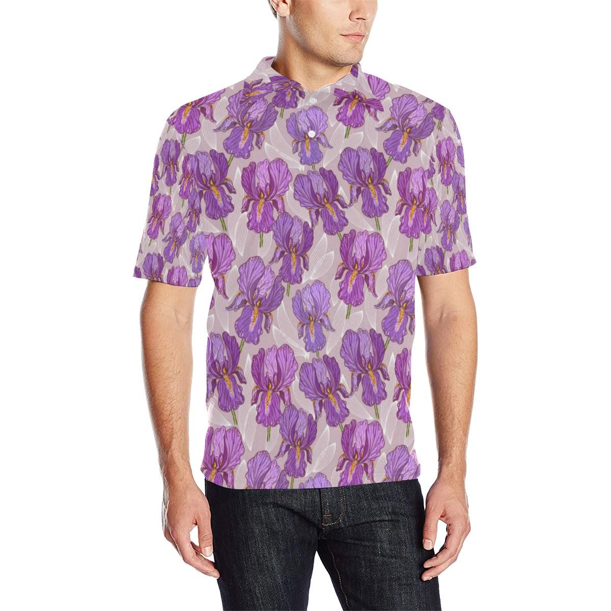Iris Pattern Print Design Ir05 Men Polo Shirt Iris Pattern Print Design Ir05 Men Polo Shirt