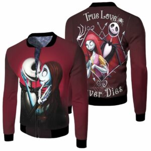Jack Skellington And Sally True Love Never Dies Nightmare Before Christmas Halloween Horror 3D T Shirt Hoodie Sweater Jersey Bomber Jacket Model 2620 Bomber Jacket