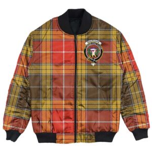 Jacket - Buchanan Old Set Weathered Clan Tartan Crest Bomber Jacket A7 Bomber Jacket