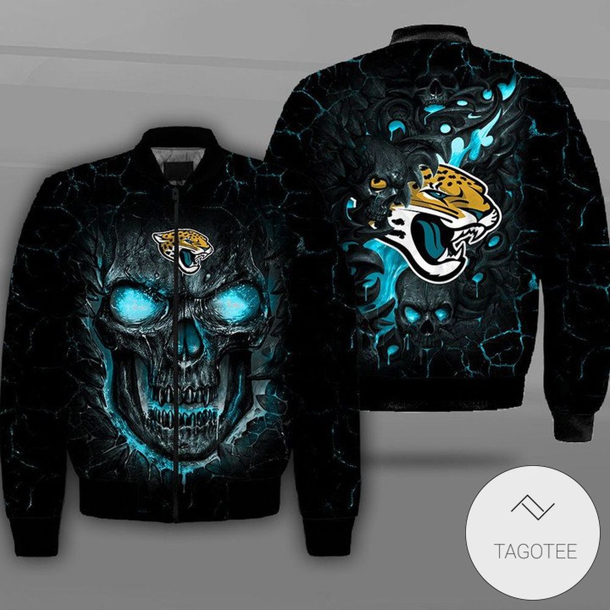 Jacksonville Jaguars Lava Skull Full Print Bomber Jacket Jacksonville Jaguars Lava Skull Full Print Bomber Jacket
